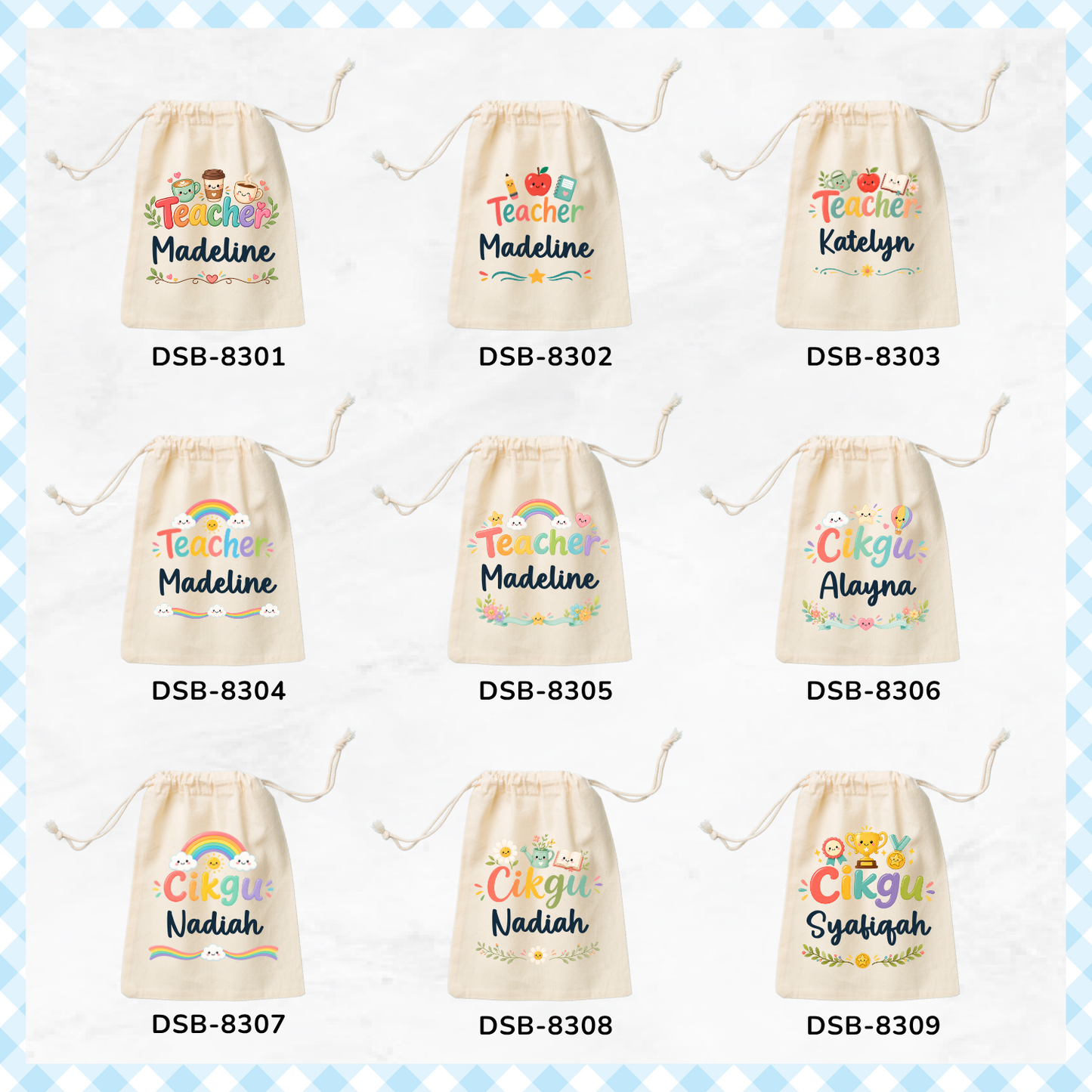 Salutation Teacher Custom Favor Bags