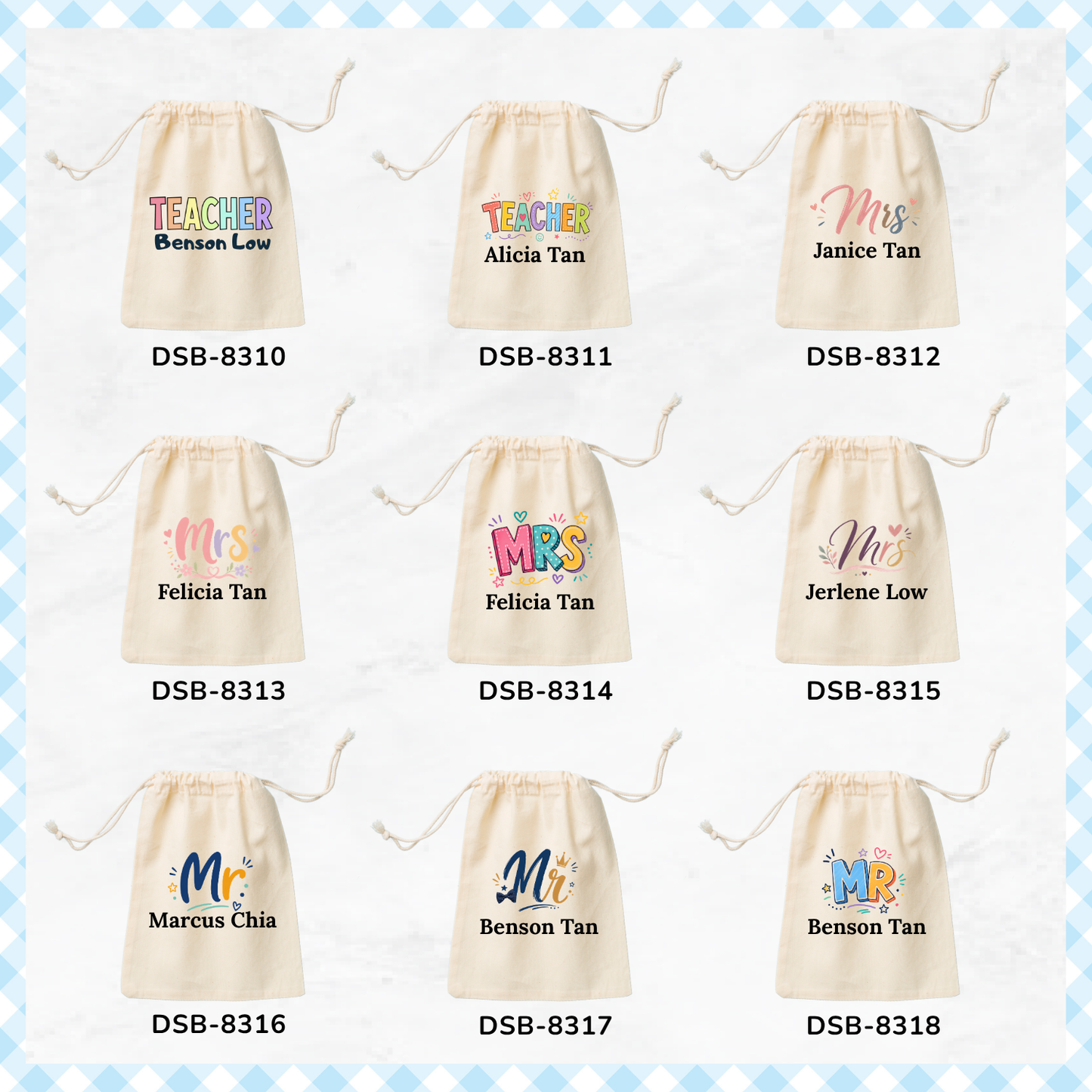 Salutation Teacher Custom Favor Bags