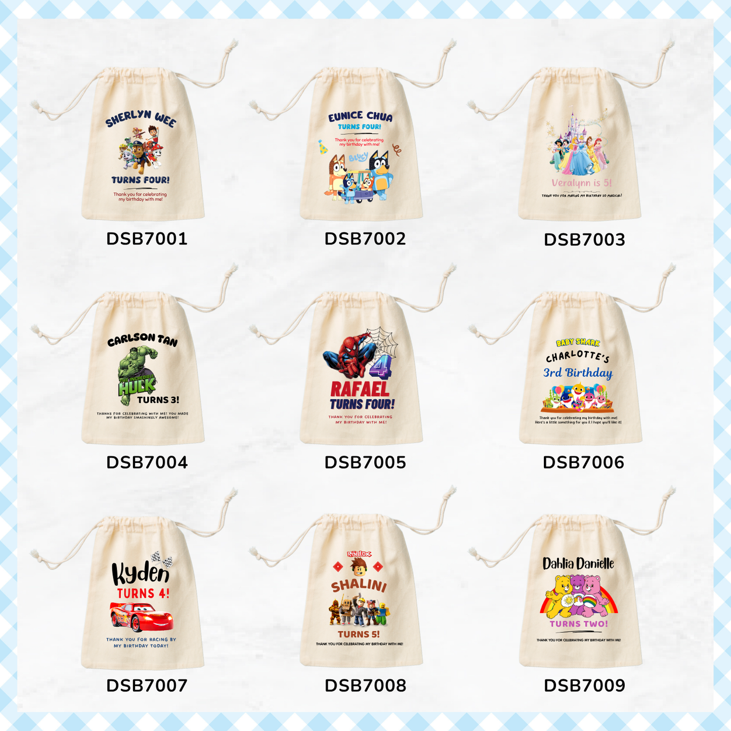 Birthday Theme&nbsp;Favor Bags
