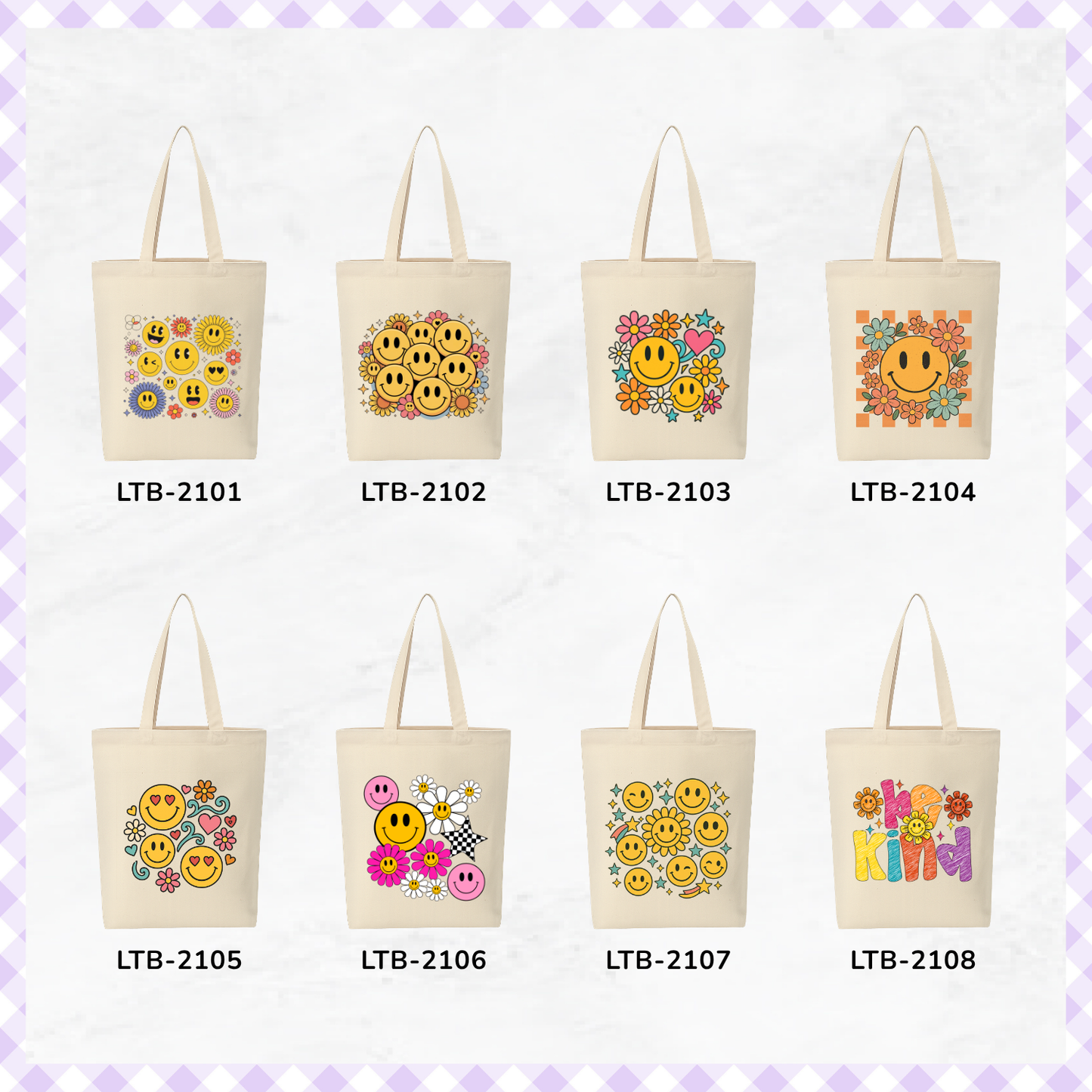 Canvas A4 Tote Bag - Smiley Good Vibes