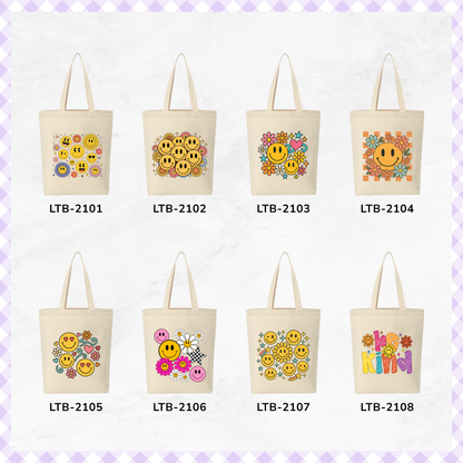 Canvas A4 Tote Bag - Smiley Good Vibes