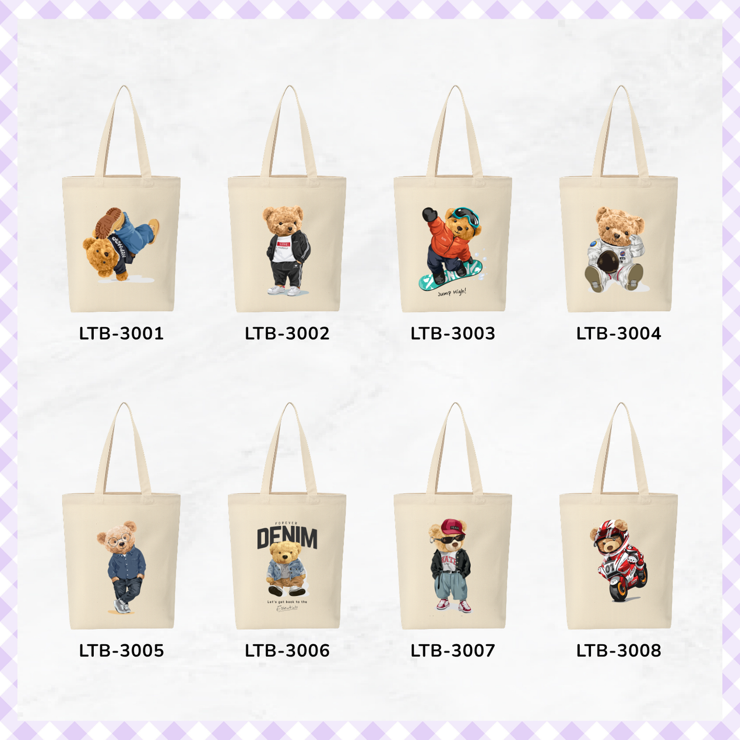 Canvas A4 Tote Bag - Bear Club