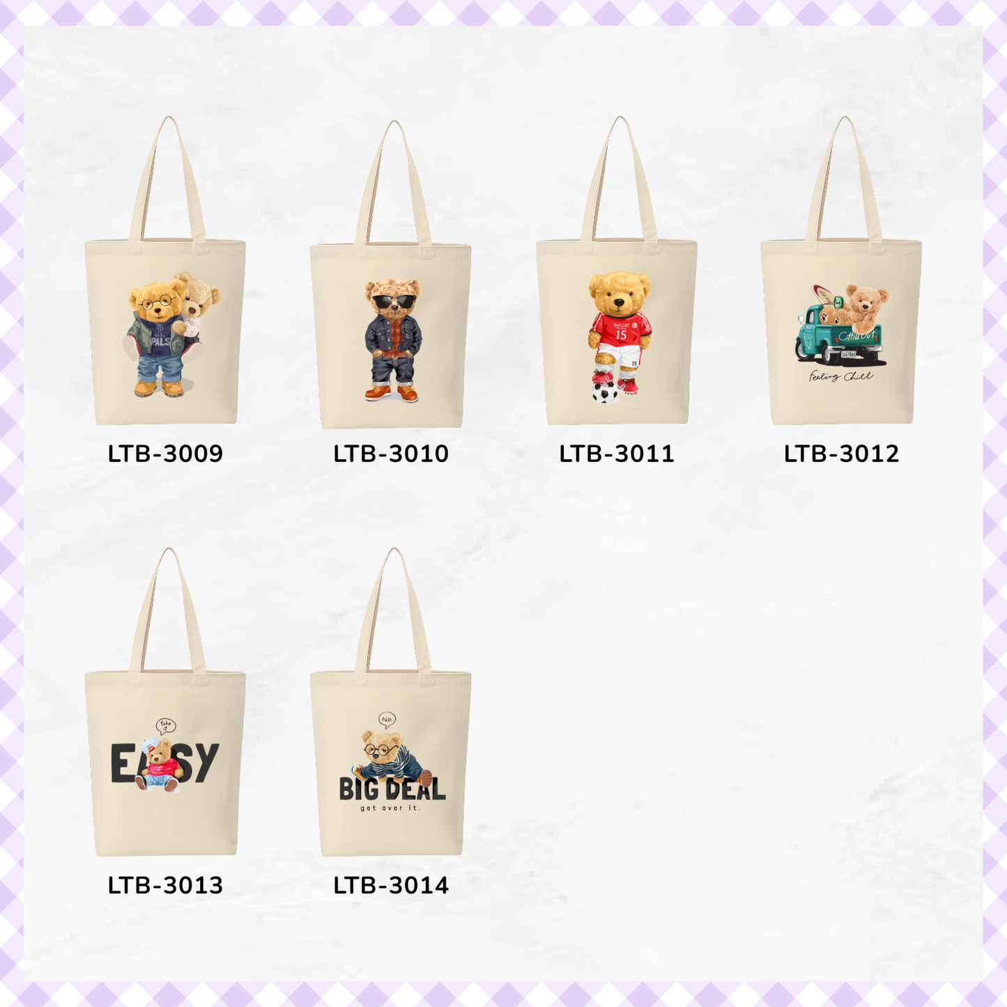 Canvas A4 Tote Bag - Bear Club