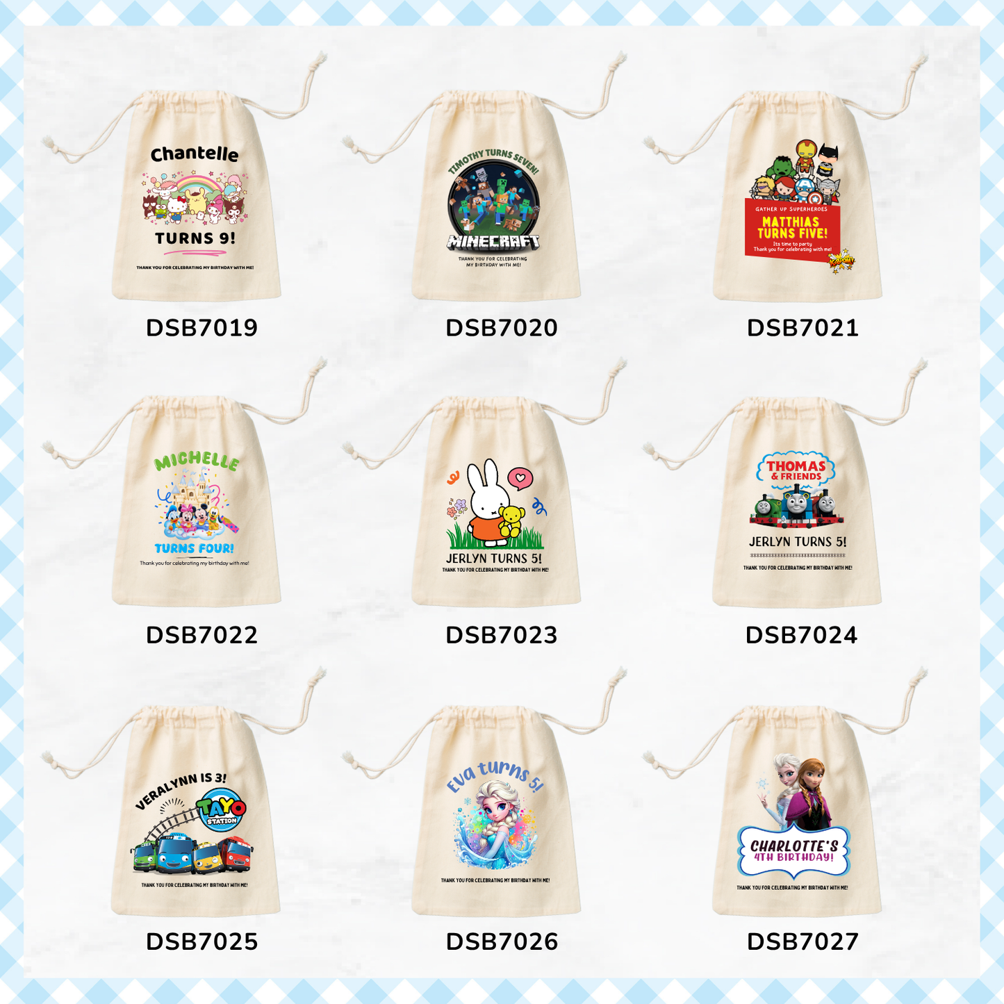 Birthday Theme&nbsp;Favor Bags