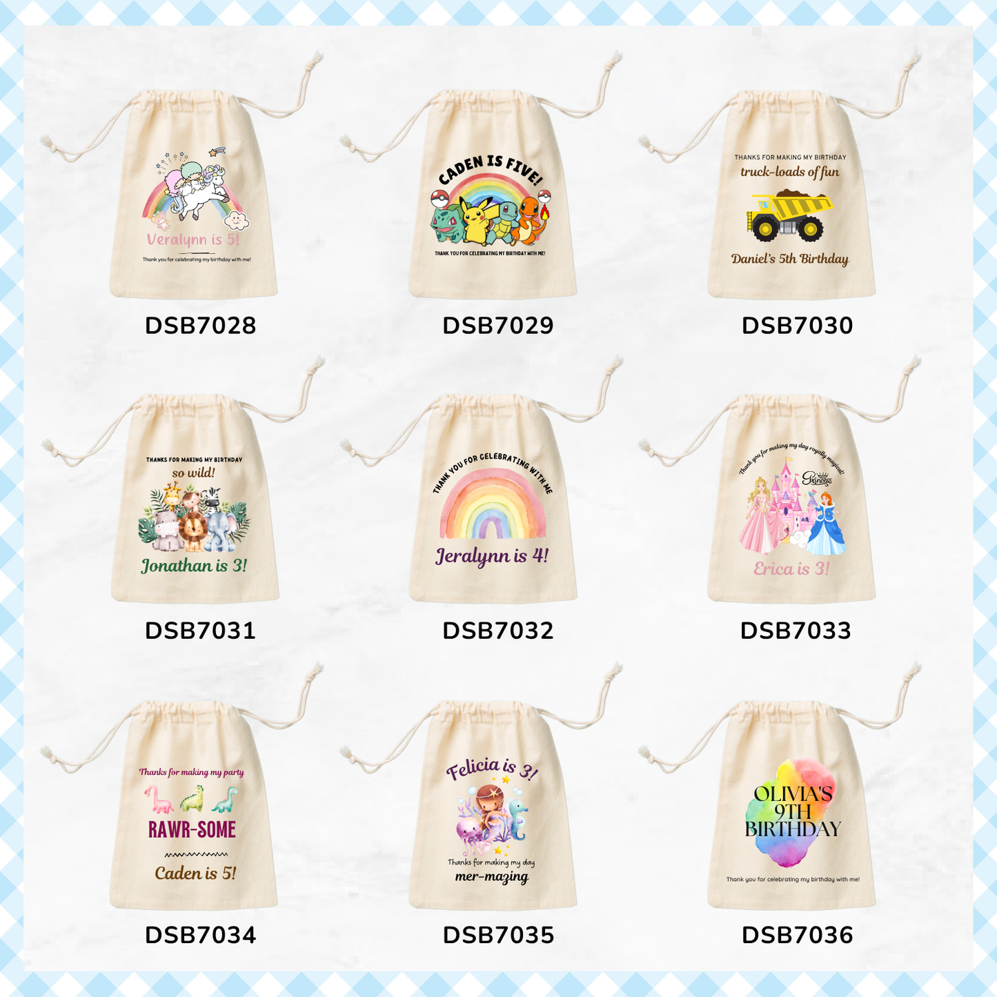 Birthday Theme&nbsp;Favor Bags
