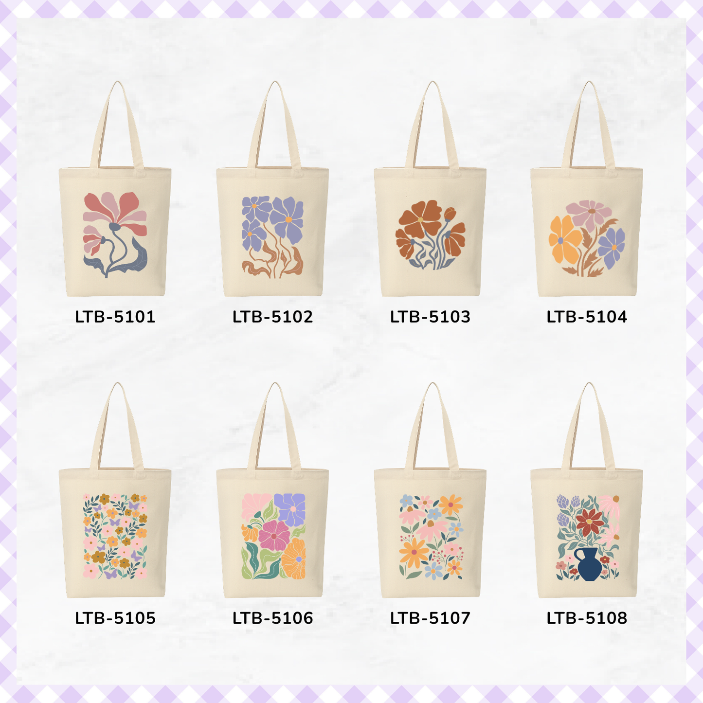 Canvas A4 Tote Bag - Floral Motif Designs