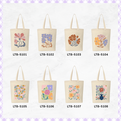 Canvas A4 Tote Bag - Floral Motif Designs