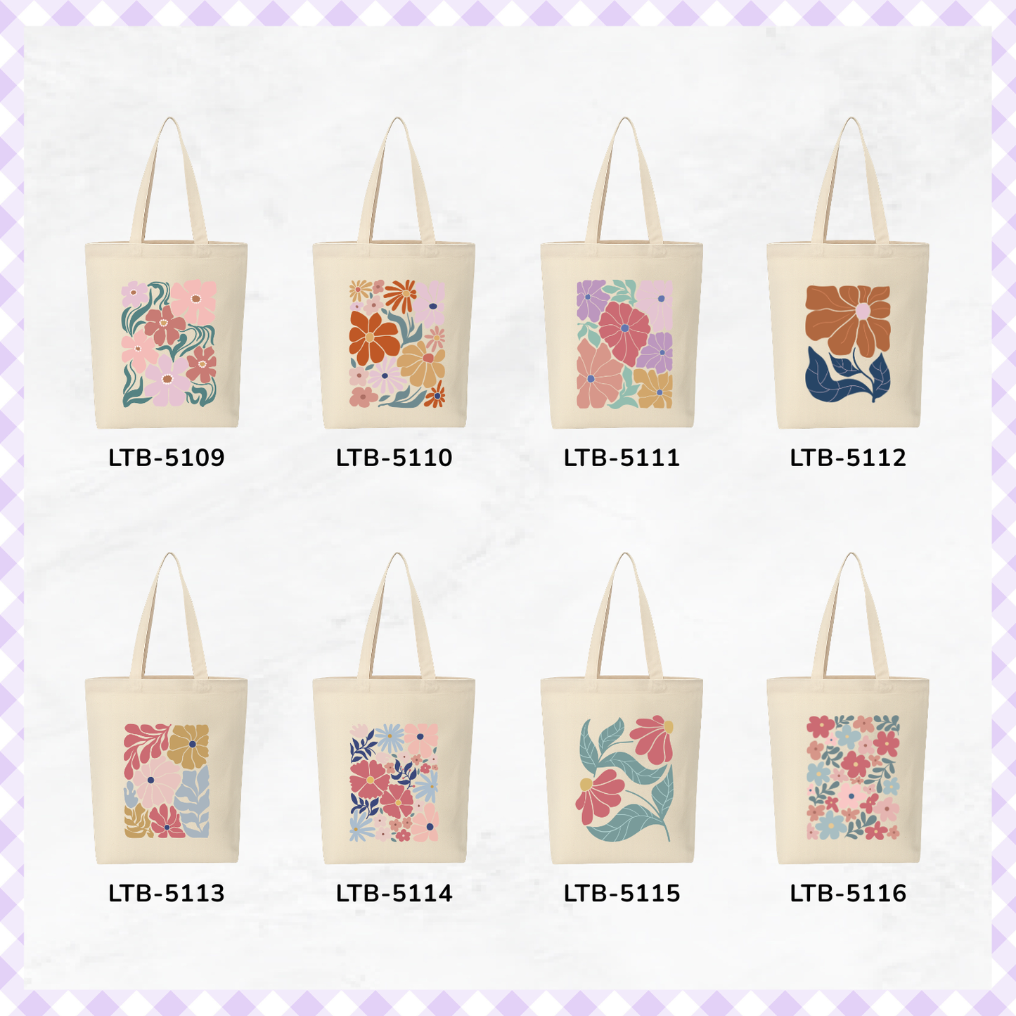 Canvas A4 Tote Bag - Floral Motif Designs