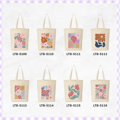 Canvas A4 Tote Bag - Floral Motif Designs