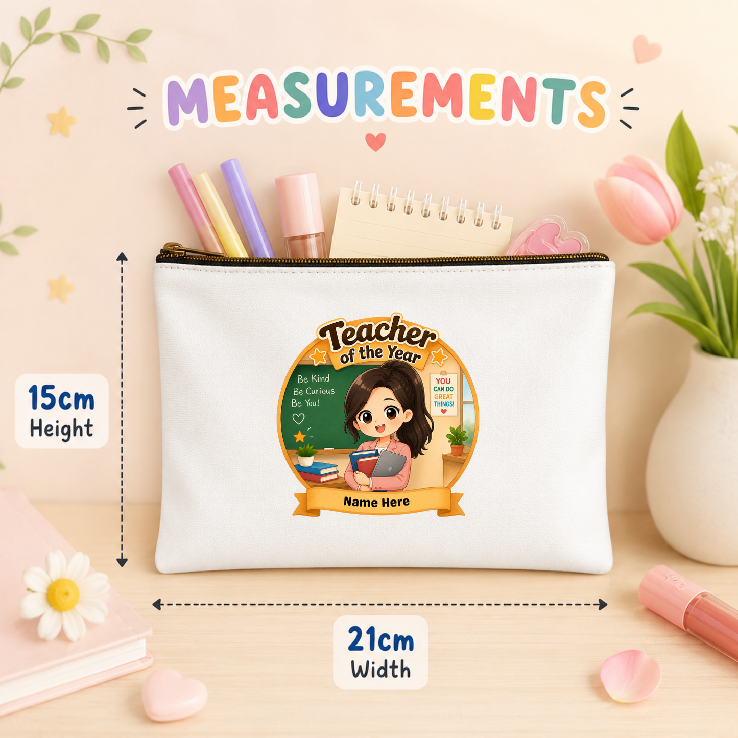 Teacher Chibi Custom Zipper Pouch