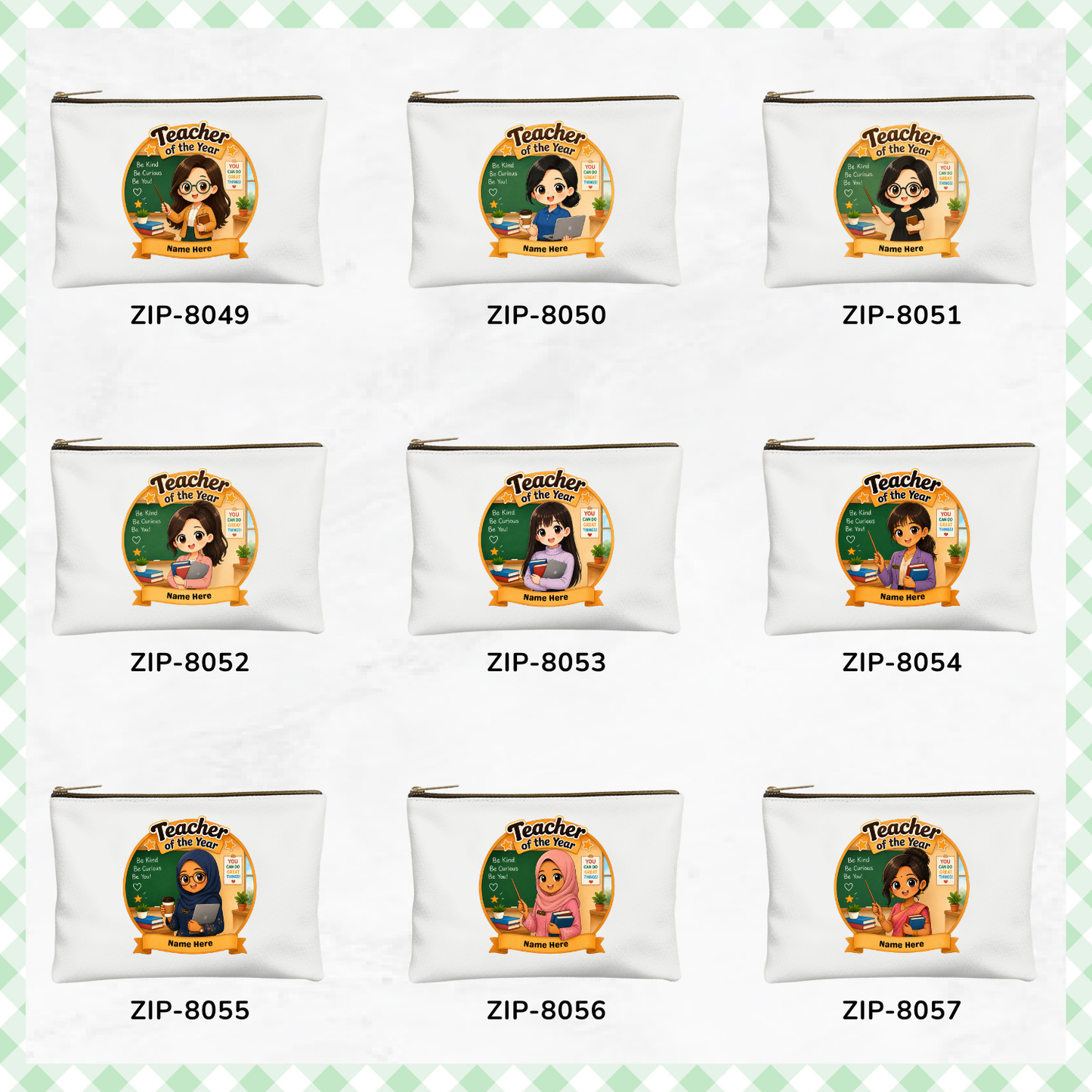 Teacher Chibi Custom Zipper Pouch