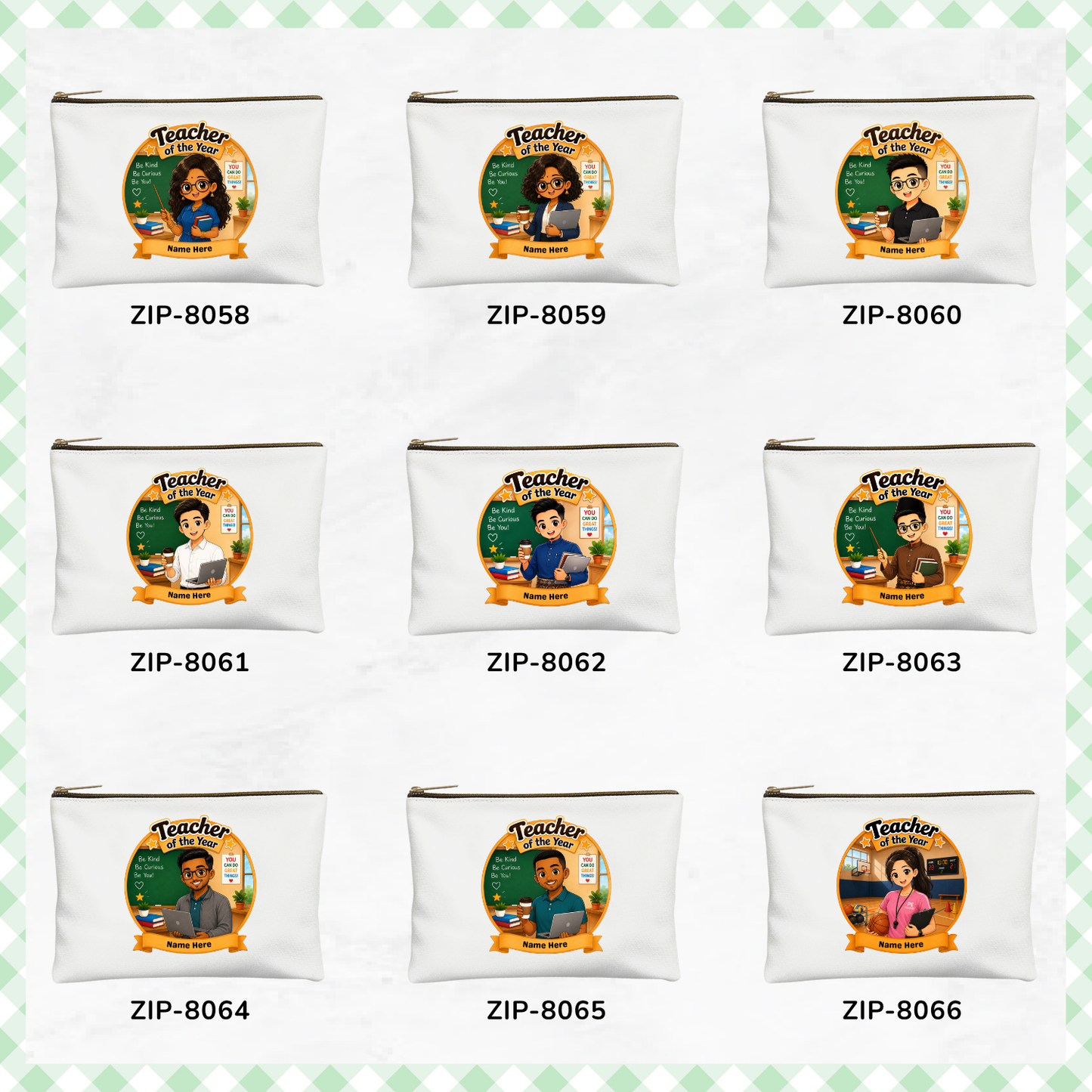 Teacher Chibi Custom Zipper Pouch