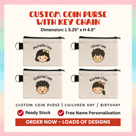 Custom Keyring Coin Purse - Chibi Face