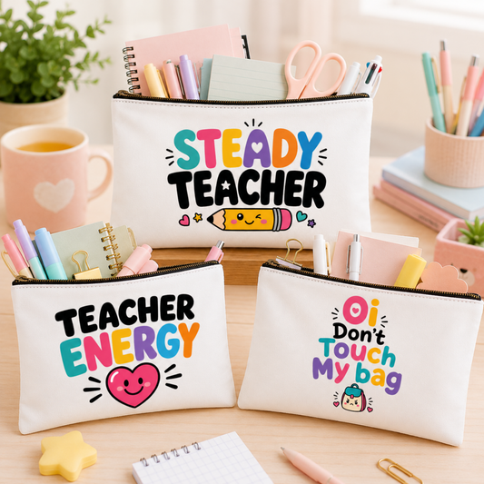 Teacher Vibes Fuel Custom Zipper Pouch