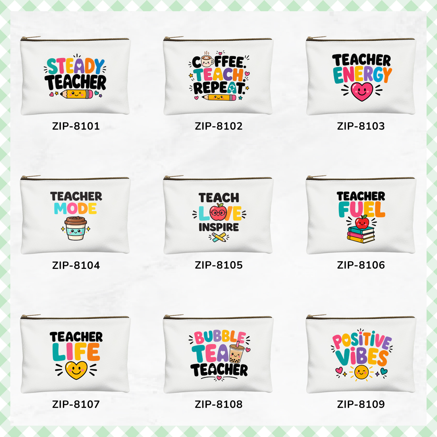 Teacher Vibes Fuel Custom Zipper Pouch