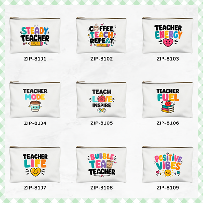Teacher Vibes Fuel Custom Zipper Pouch