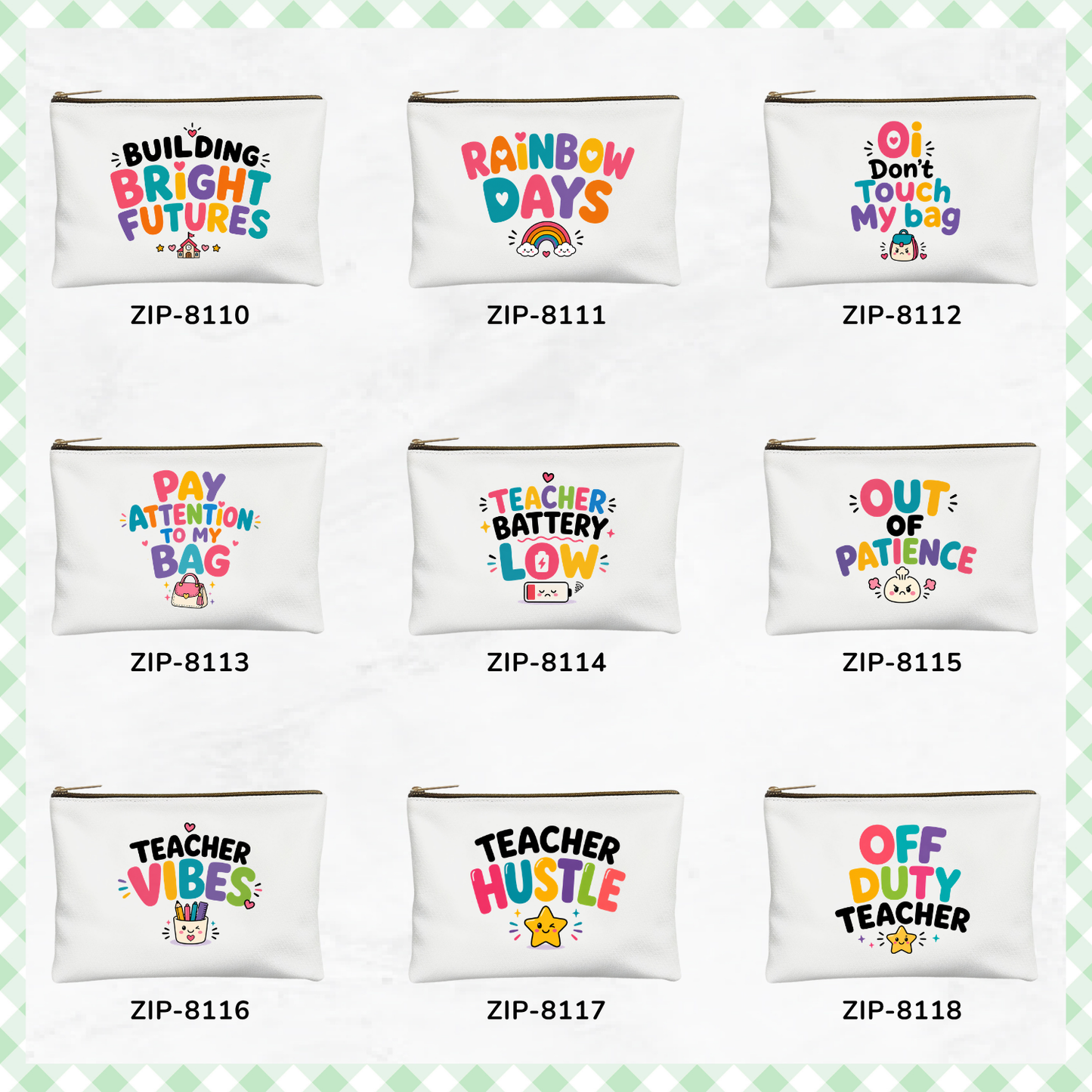 Teacher Vibes Fuel Custom Zipper Pouch