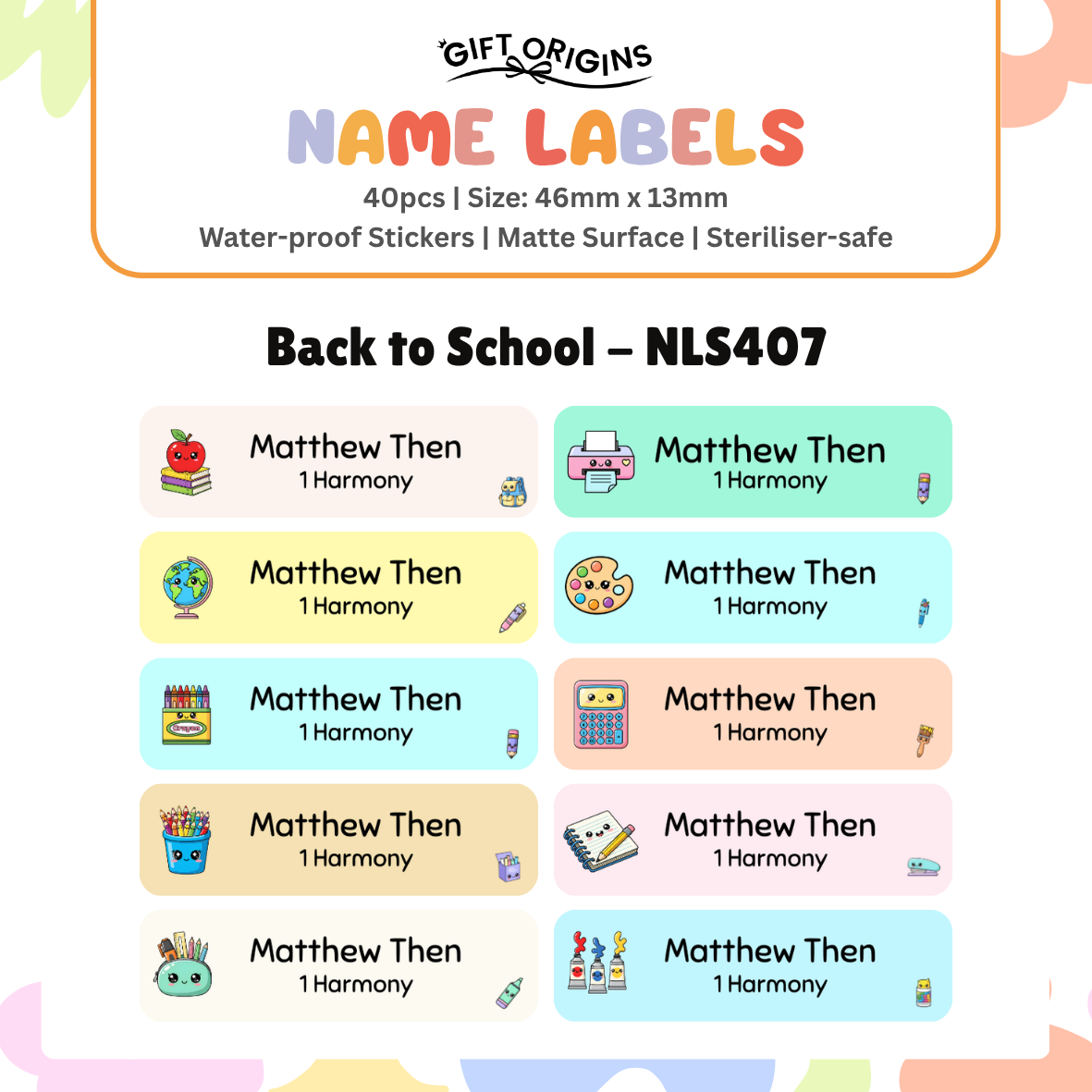 Water-Proof Name Label Stickers