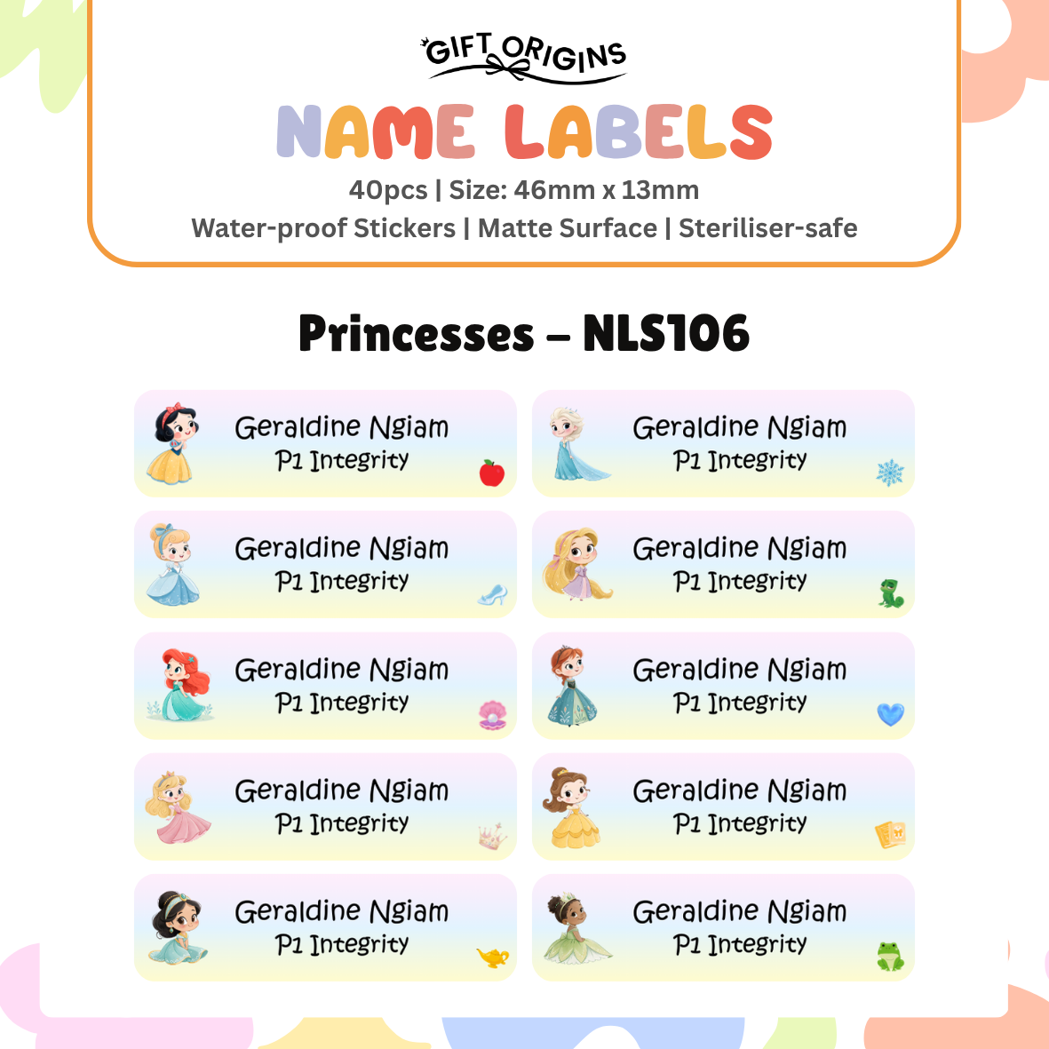 Water-Proof Name Label Stickers