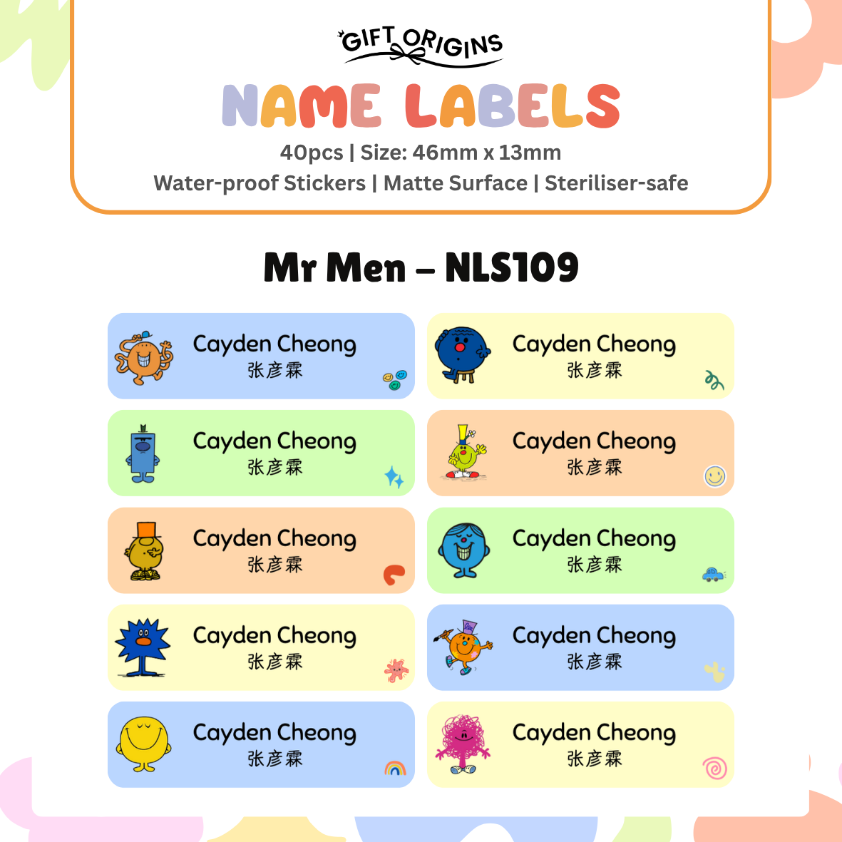 Water-Proof Name Label Stickers