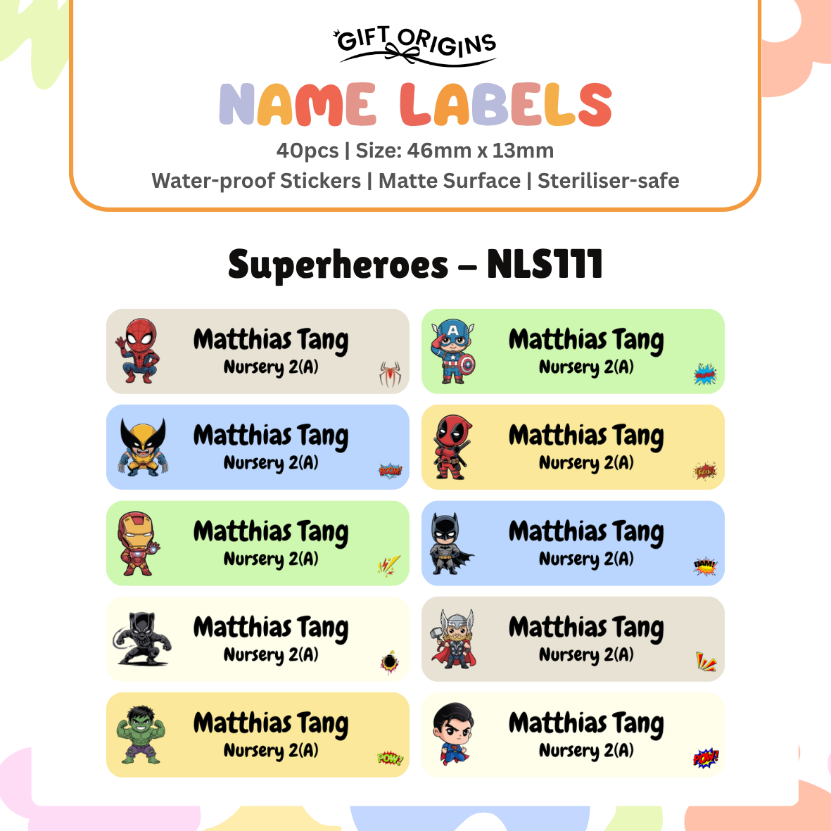 Water-Proof Name Label Stickers