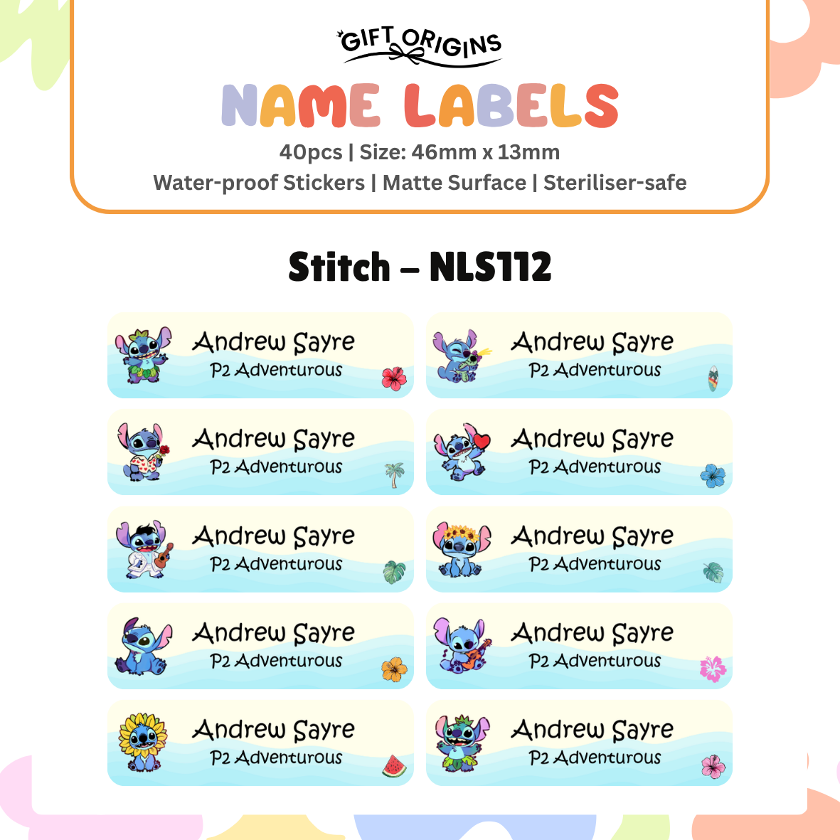 Water-Proof Name Label Stickers