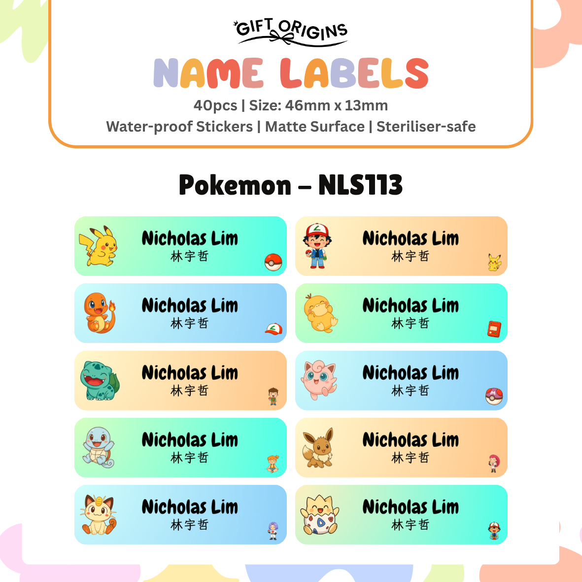 Water-Proof Name Label Stickers