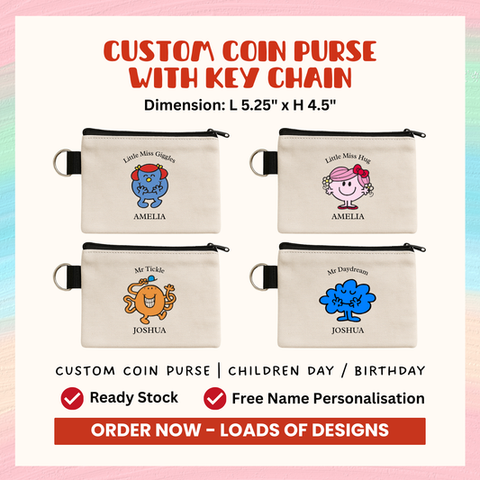 Custom Keyring Coin Purse - Litte Miss & Mr