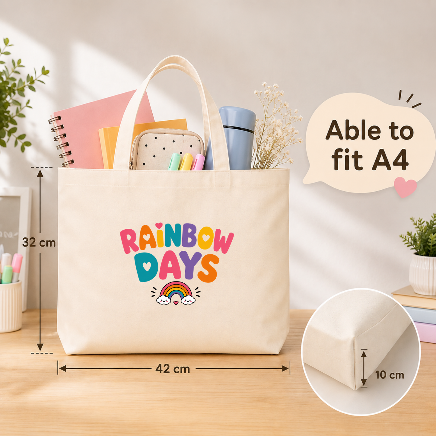 Horizontal Canvas Tote Bag - Teacher Vibes