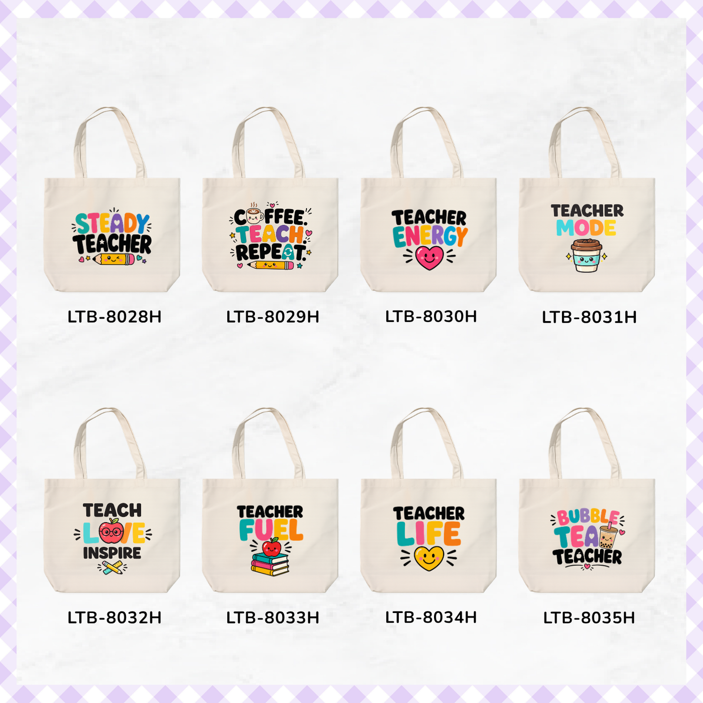 Horizontal Canvas Tote Bag - Teacher Vibes