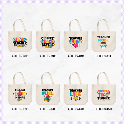 Horizontal Canvas Tote Bag - Teacher Vibes