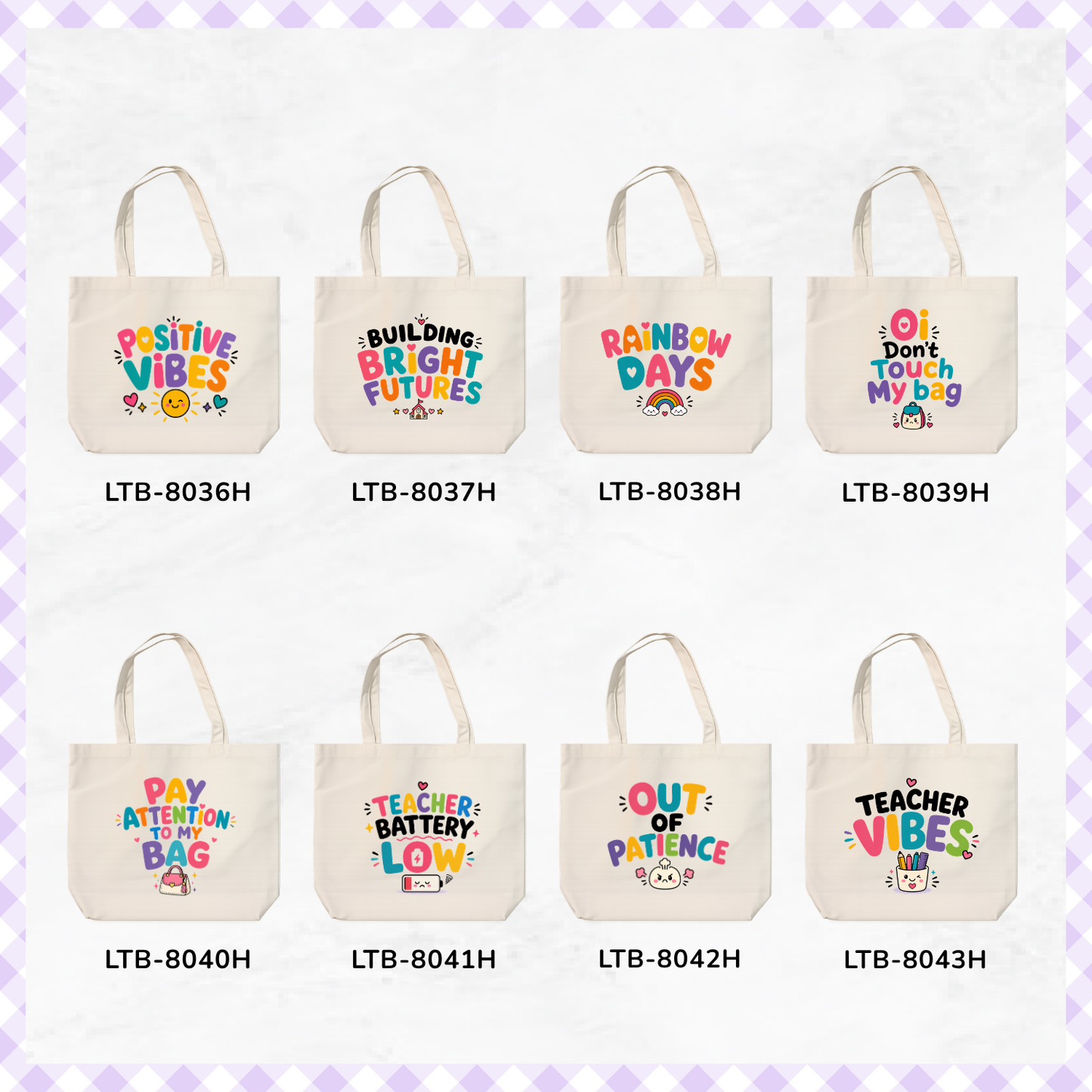 Horizontal Canvas Tote Bag - Teacher Vibes