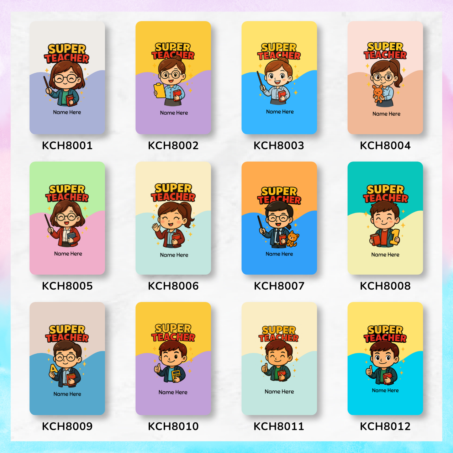 Super Teacher Keychain Card Holders