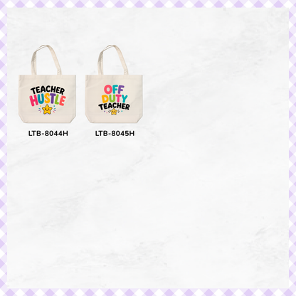 Horizontal Canvas Tote Bag - Teacher Vibes
