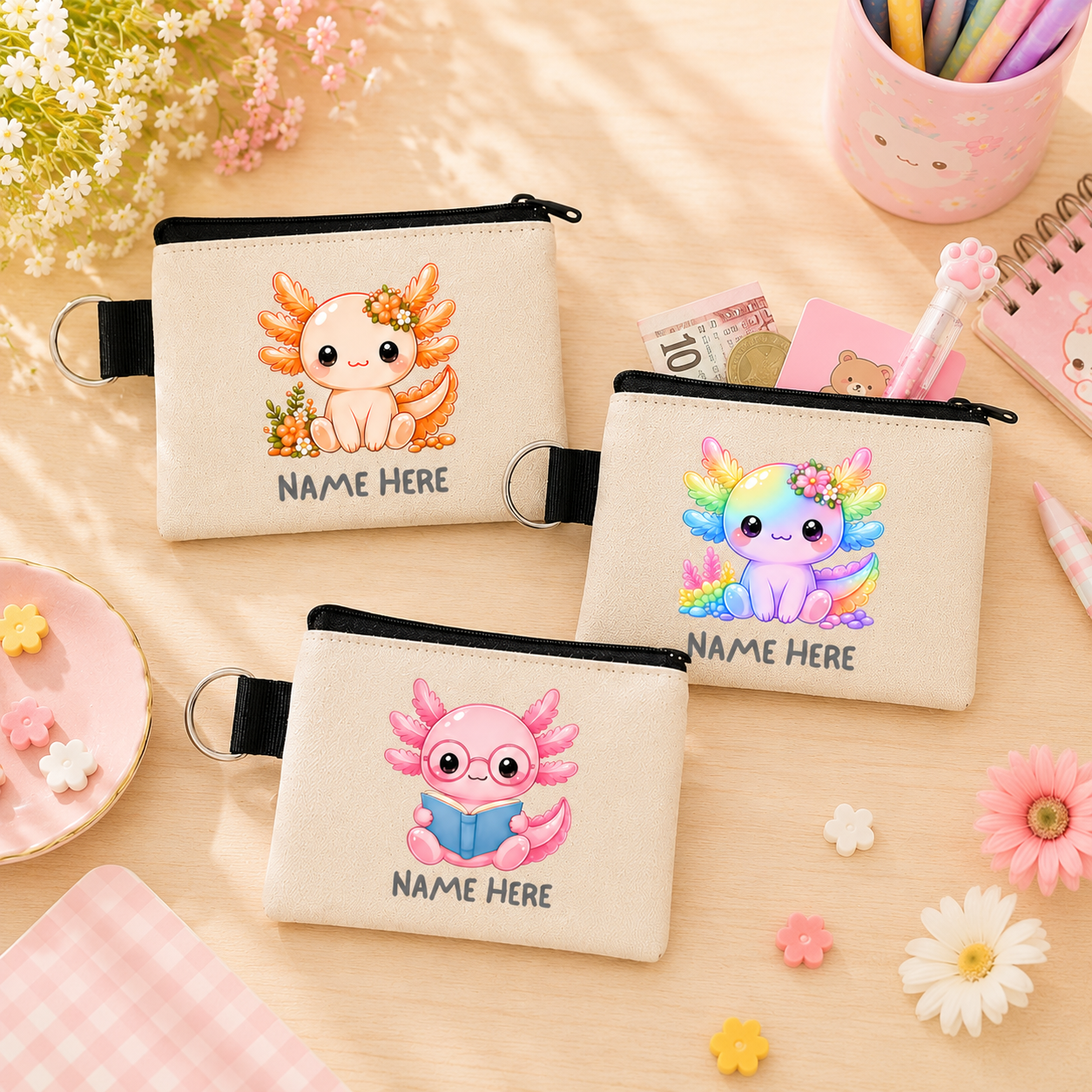 Pastel Axolotl - Keyring Coin Purse
