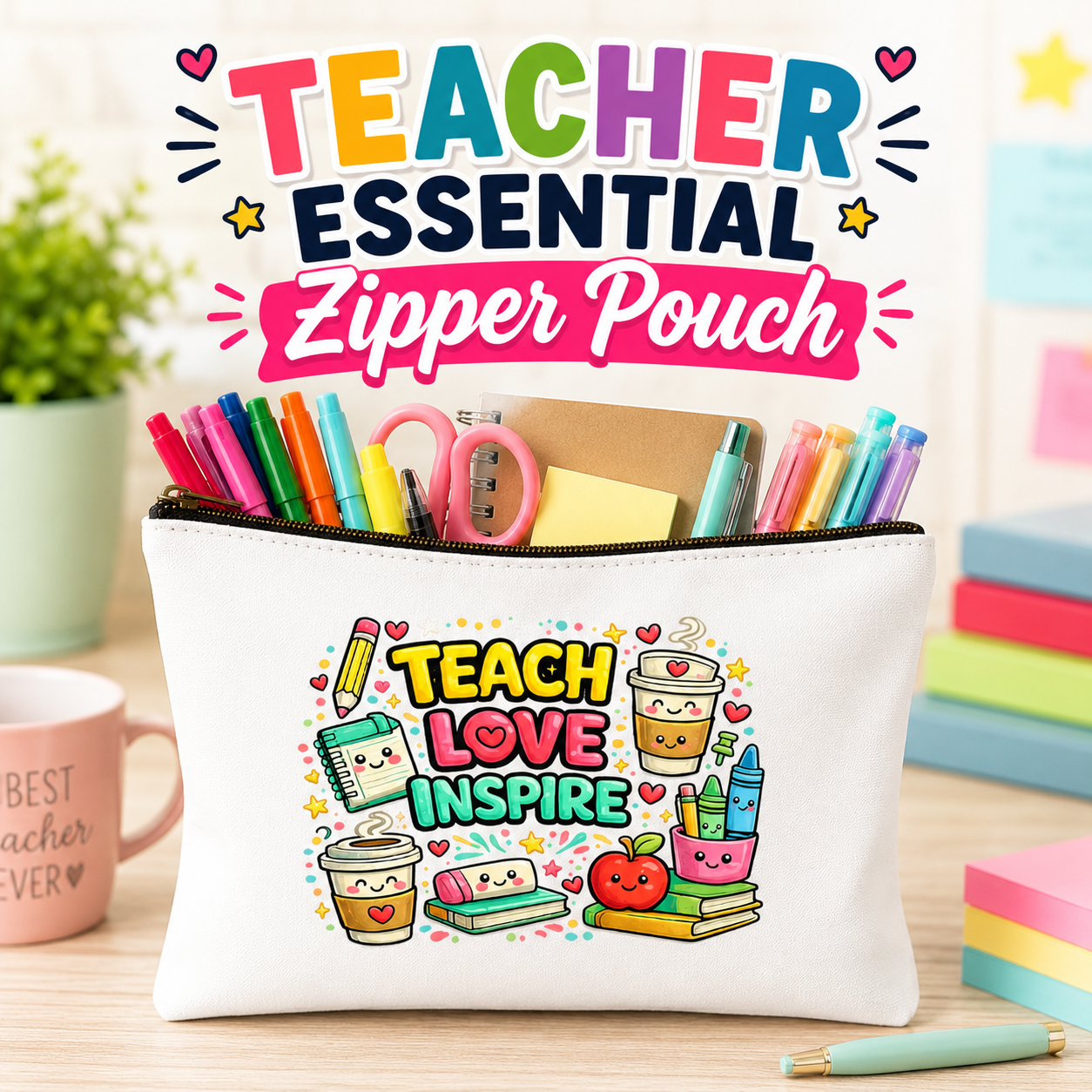 Classroom Heroes Essential Canvas Zipper Pouch