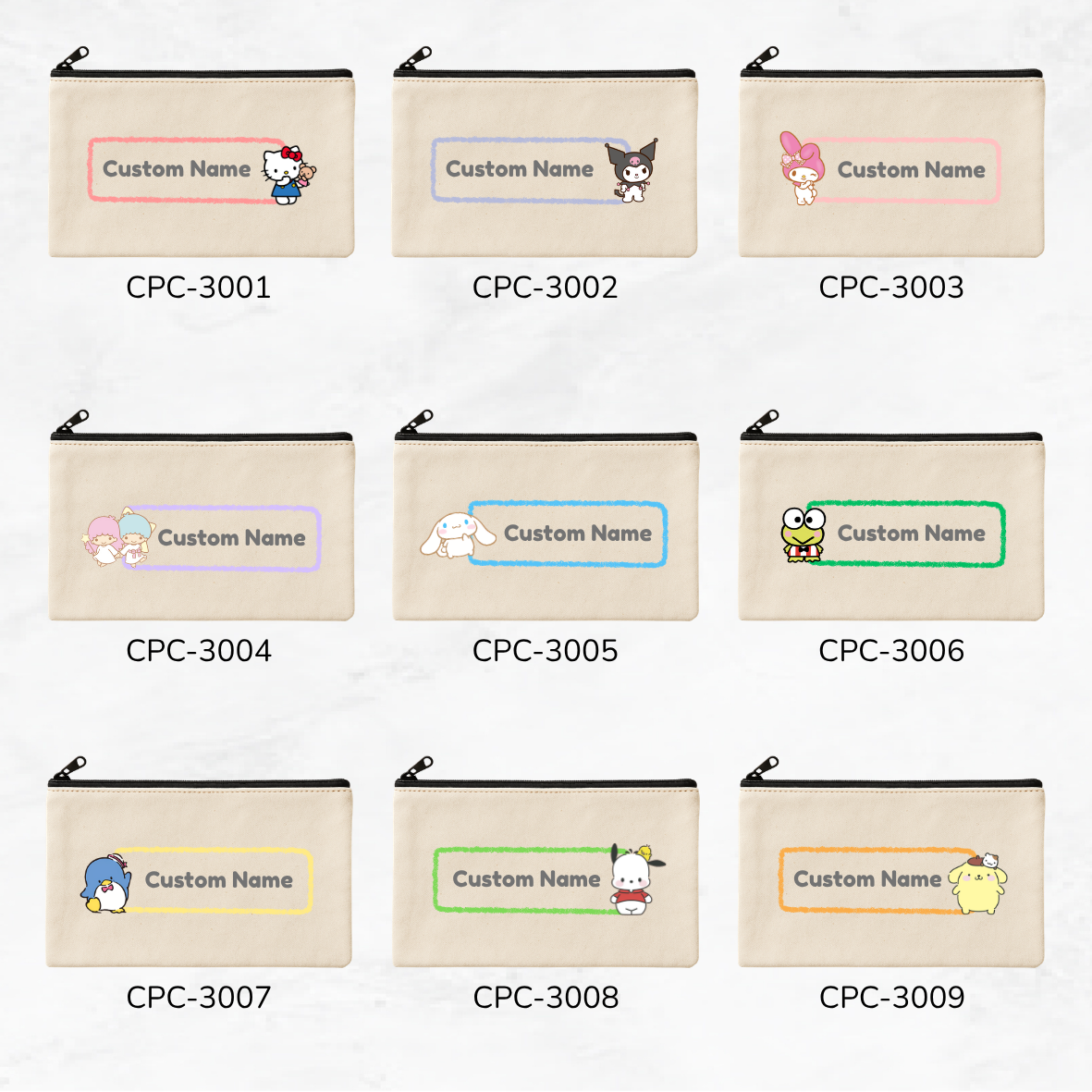 Sanrio Character Name Pencil Case