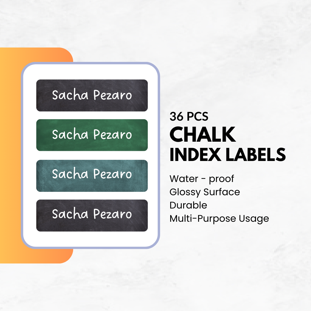 36pcs - Chalk Index Name Labels