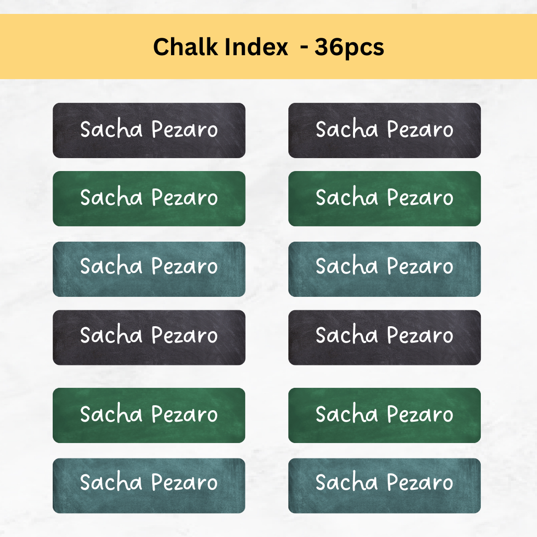 36pcs - Chalk Index Name Labels