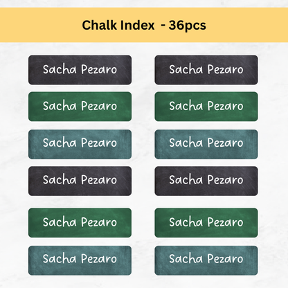 36pcs - Chalk Index Name Labels