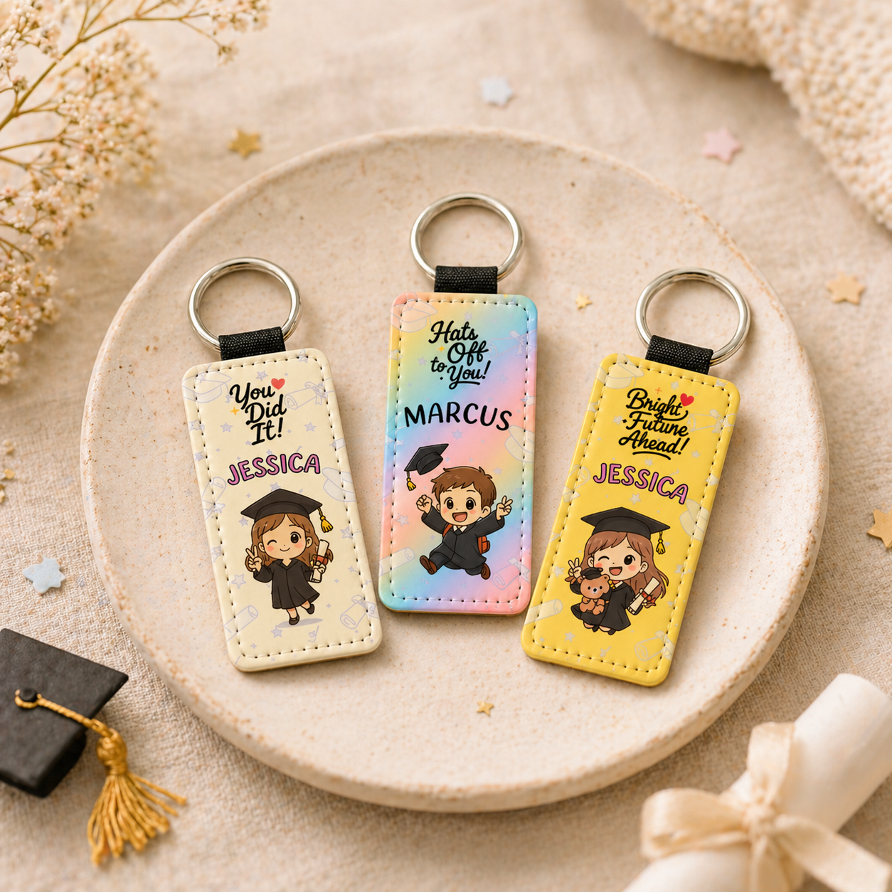 Graduation Chibi Key Tags
