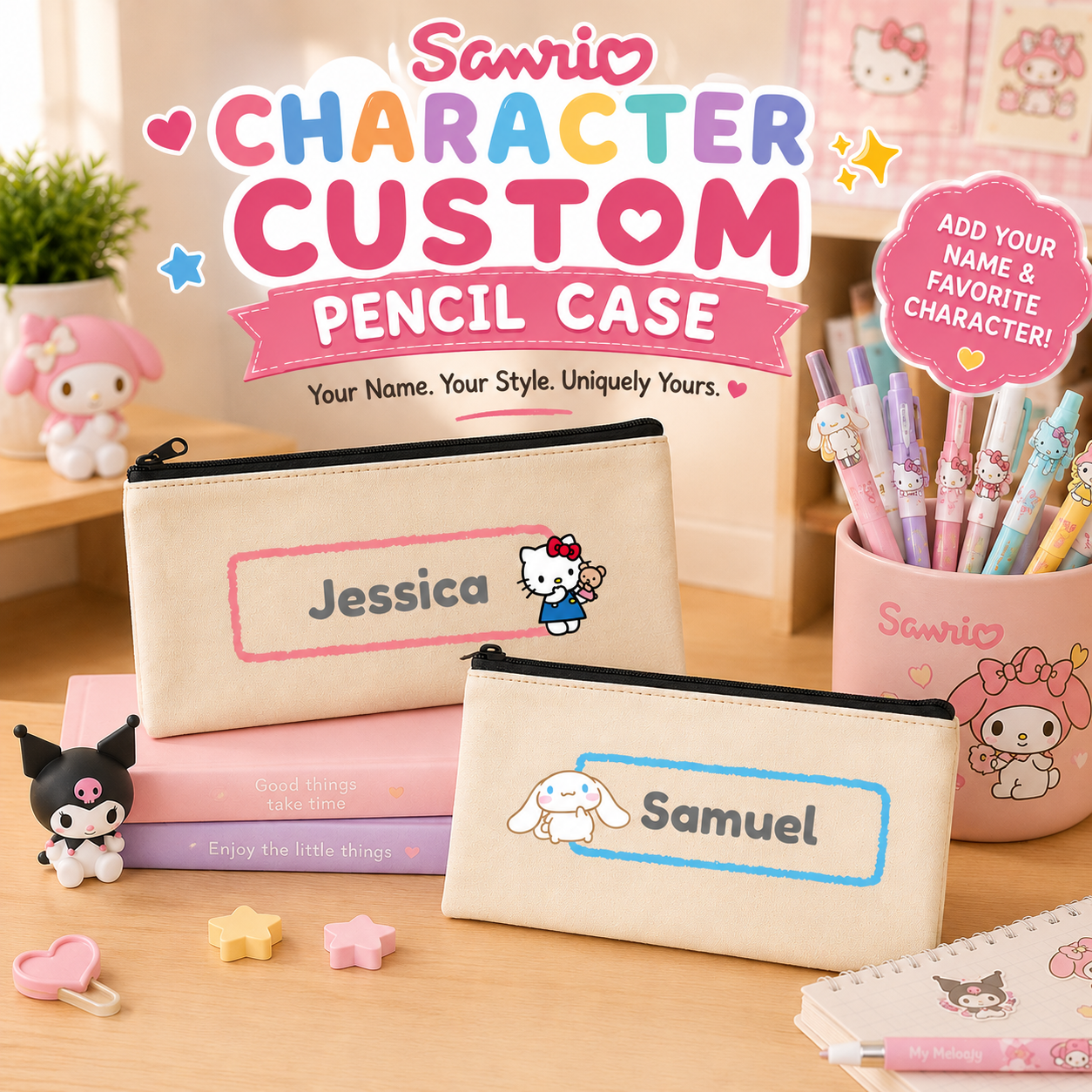 Sanrio Character Name Pencil Case
