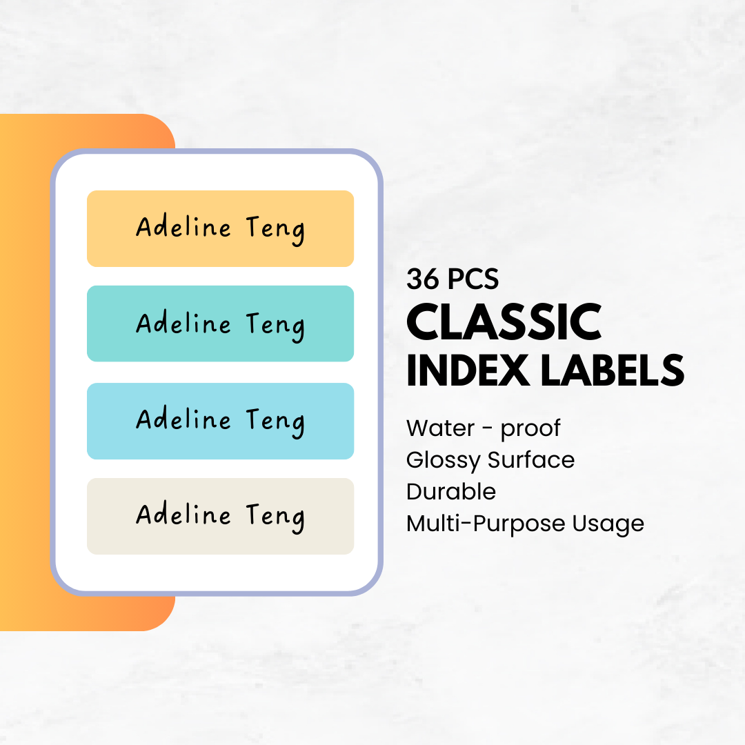 36pcs - Classic Index Name Labels