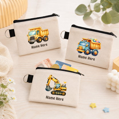 Construction Trucks - Keyring Coin Purse
