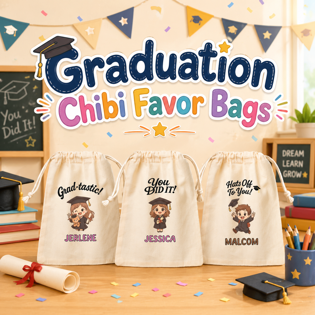 Graduation Chibi Favor Bags