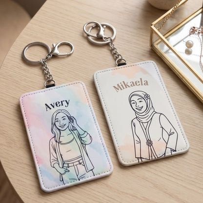 Hand-Drawn Chibi Keychain Card Holders
