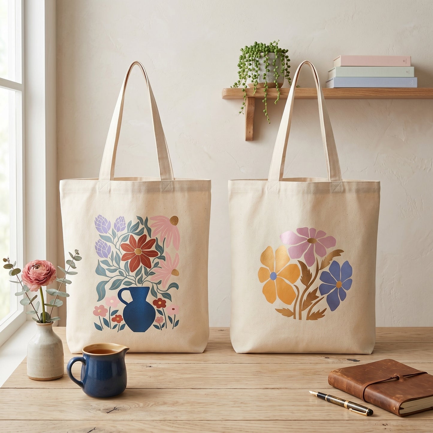 Canvas A4 Tote Bag - Floral Motif Designs