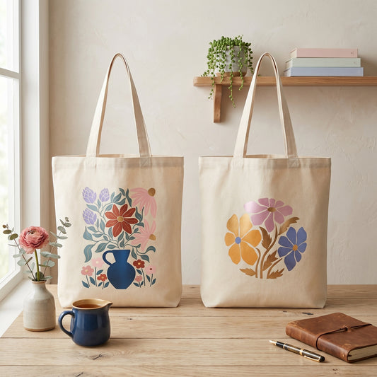 Canvas A4 Tote Bag - Floral Motif Designs