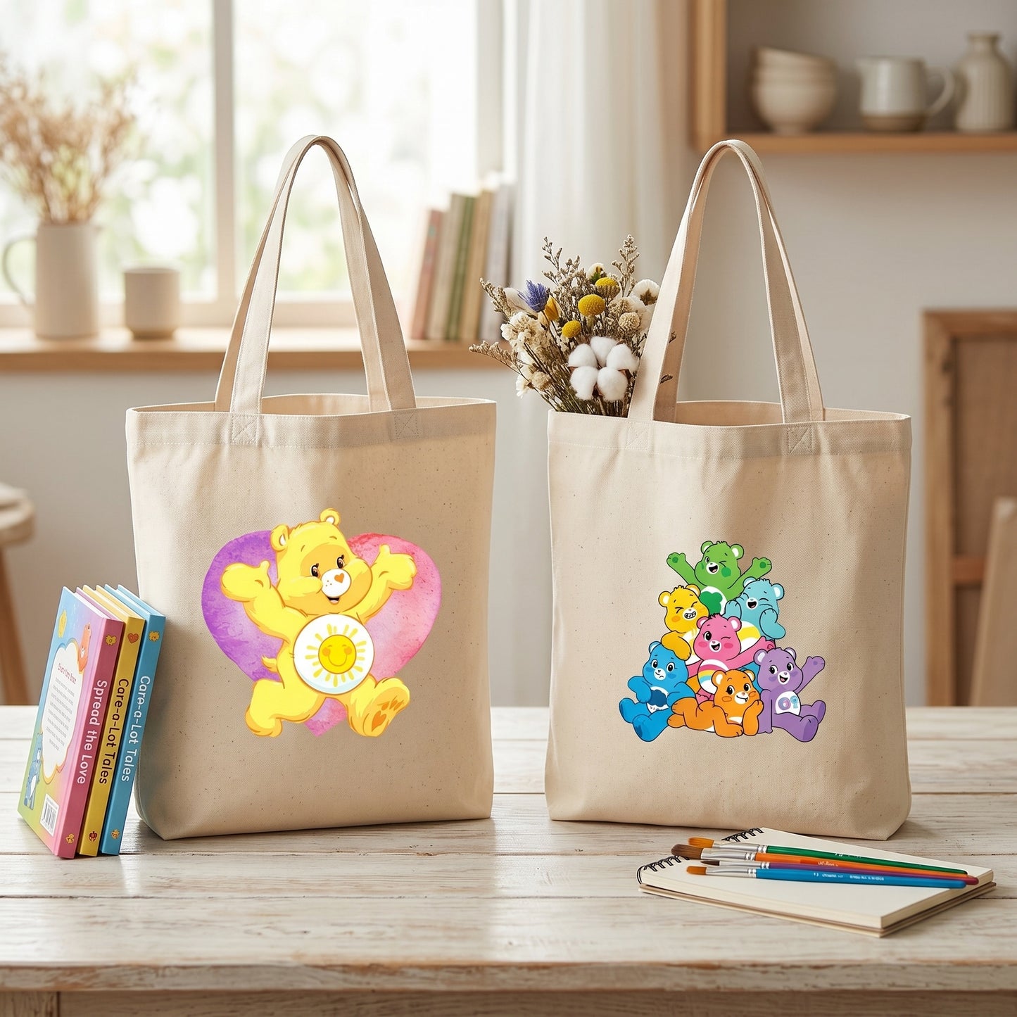 Canvas A4 Tote Bag - Care Bear