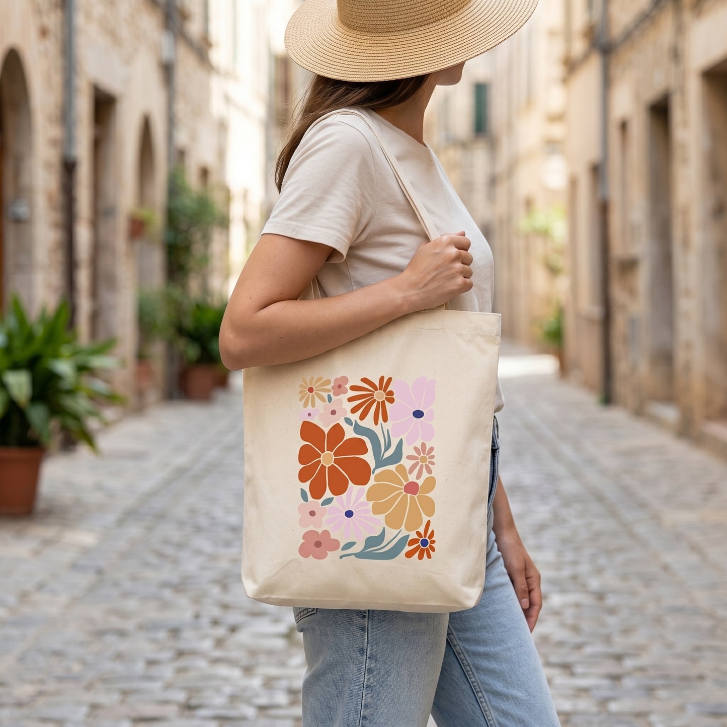 Canvas A4 Tote Bag - Floral Motif Designs
